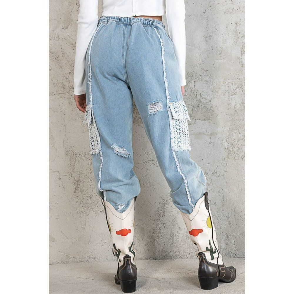 POL Leila Crochet Pocket Denim Joggers SMP494 - Picture 8 of 8